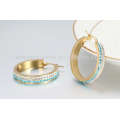 Large round hinged hoop earrings,crystal gold earrings in round shape